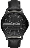Armani Exchange Hampton Chronograph Black Dial Black Leather Strap Watch For Men - AX2400