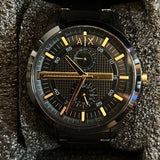 Armani Exchange Hampton Chronograph Black Dial Black Steel Strap Watch For Men - AX2121