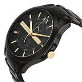 Armani Exchange Hampton Chronograph Black Dial Black Steel Strap Watch For Men - AX2121