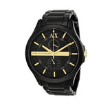 Armani Exchange Hampton Chronograph Black Dial Black Steel Strap Watch For Men - AX2121