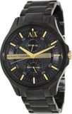 Armani Exchange Hampton Chronograph Black Dial Black Steel Strap Watch For Men - AX2121