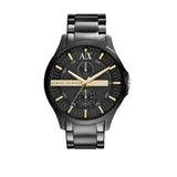 Armani Exchange Hampton Chronograph Black Dial Black Steel Strap Watch For Men - AX2121