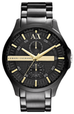 Armani Exchange Hampton Chronograph Black Dial Black Steel Strap Watch For Men - AX2121