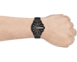 Armani Exchange Hampton Chronograph Black Dial Black Steel Strap Watch For Men - AX2164