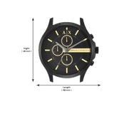 Armani Exchange Hampton Chronograph Black Dial Black Steel Strap Watch For Men - AX2164