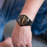 Armani Exchange Hampton Chronograph Black Dial Black Steel Strap Watch For Men - AX2413