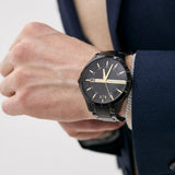 Armani Exchange Hampton Chronograph Black Dial Black Steel Strap Watch For Men - AX2413
