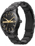 Armani Exchange Hampton Chronograph Black Dial Black Steel Strap Watch For Men - AX2413