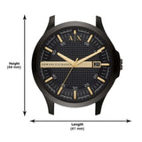 Armani Exchange Hampton Chronograph Black Dial Black Steel Strap Watch For Men - AX2413