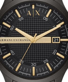 Armani Exchange Hampton Chronograph Black Dial Black Steel Strap Watch For Men - AX2413