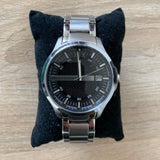 Armani Exchange Hampton Chronograph Black Dial Silver Steel Strap Watch For Men - AX2103