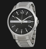 Armani Exchange Hampton Chronograph Black Dial Silver Steel Strap Watch For Men - AX2103