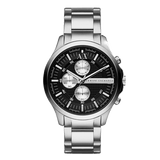 Armani Exchange Hampton Chronograph Black Dial Silver Steel Strap Watch For Men - AX2152