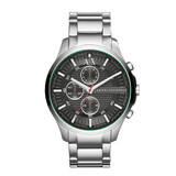 Armani Exchange Hampton Chronograph Black Dial Silver Steel Strap Watch For Men - AX2163