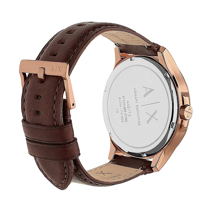 Armani Exchange Hampton Chronograph Blue Dial Brown Leather Strap Watch For Men - AX2172