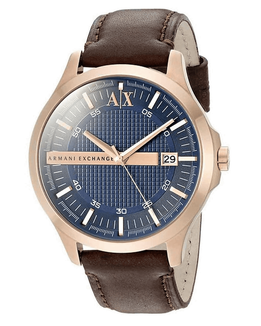 Armani Exchange Hampton Chronograph Blue Dial Brown Leather Strap Watch For Men - AX2172