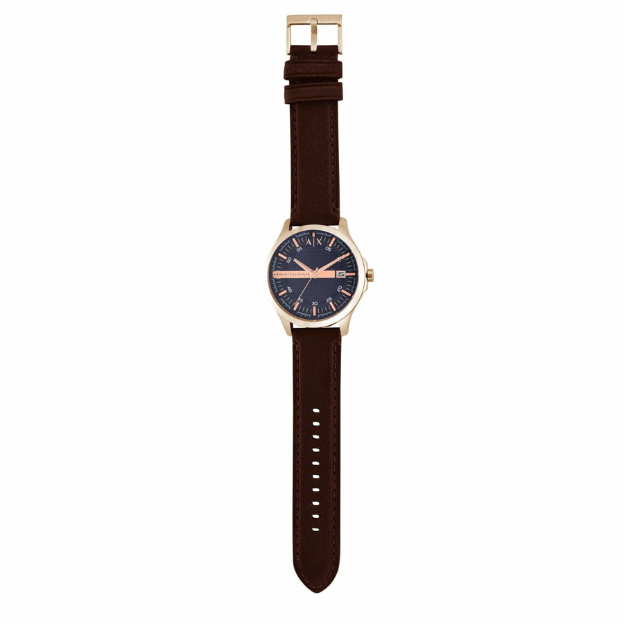 Armani Exchange Hampton Chronograph Blue Dial Brown Leather Strap Watch For Men - AX2172