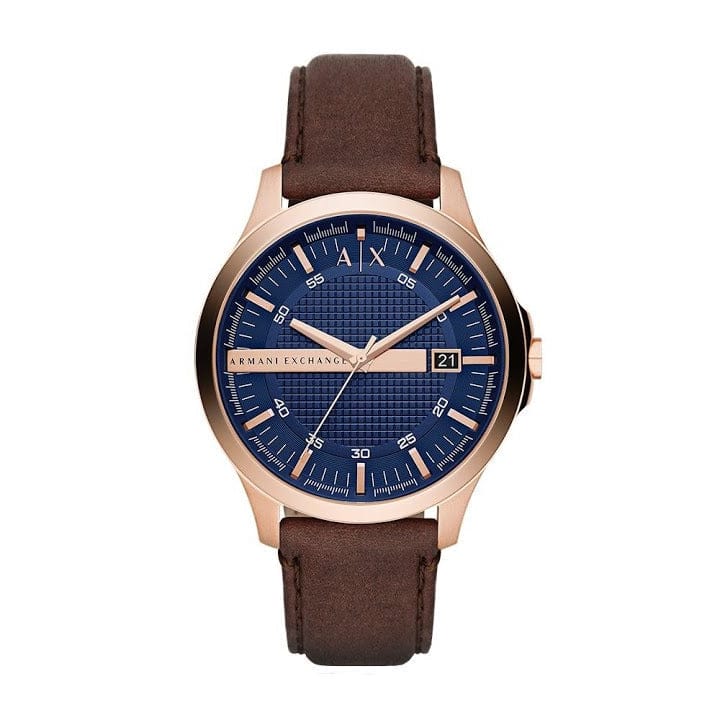 Armani Exchange Hampton Chronograph Blue Dial Brown Leather Strap Watch For Men - AX2172