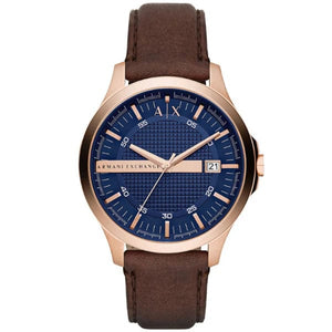 Armani Exchange Hampton Chronograph Blue Dial Brown Leather Strap Watch For Men - AX2172