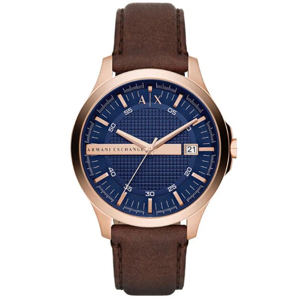 Armani Exchange Hampton Chronograph Blue Dial Brown Leather Strap Watch For Men - AX2172