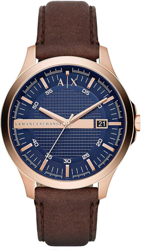 Armani Exchange Hampton Chronograph Blue Dial Brown Leather Strap Watch For Men - AX2172