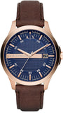 Armani Exchange Hampton Chronograph Blue Dial Brown Leather Strap Watch For Men - AX2172