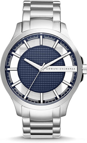 Armani Exchange Hampton Chronograph Blue Dial Silver Steel Strap Watch For Men - AX2178