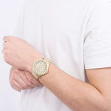 Armani Exchange Hampton Chronograph Gold Dial Gold Steel Strap Watch For Men - AX2415