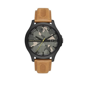 Armani Exchange Hampton Chronograph Green Dial Brown Leather Strap Watch For Men - AX2412