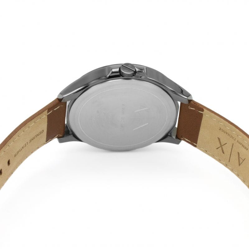 Armani Exchange Hampton Chronograph Grey Dial Brown Leather Strap Watch For Men - AX2414