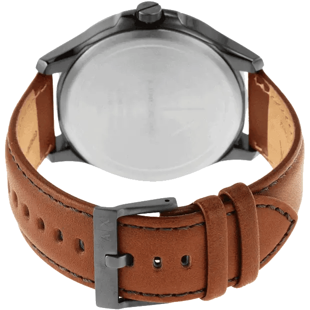 Armani Exchange Hampton Chronograph Grey Dial Brown Leather Strap Watch For Men - AX2414