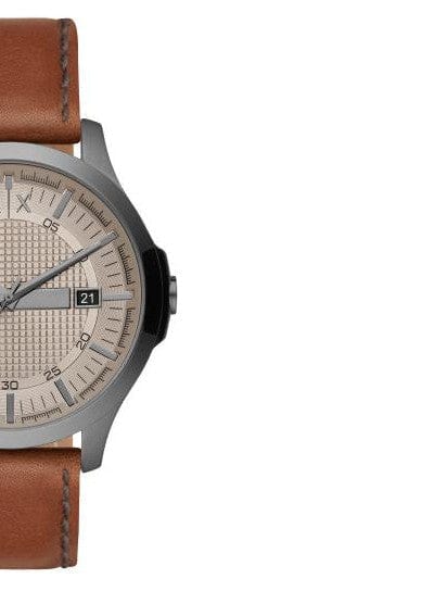Armani Exchange Hampton Chronograph Grey Dial Brown Leather Strap Watch For Men - AX2414