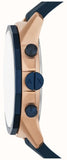Armani Exchange Hampton Chronograph Rose Gold Dial Blue Silicone Strap Watch For Men - AX1730