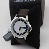 Armani Exchange Hampton Chronograph White Dial Brown Leather Strap Watch For Men - AX2187