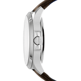 Armani Exchange Hampton Chronograph White Dial Brown Leather Strap Watch For Men - AX2187