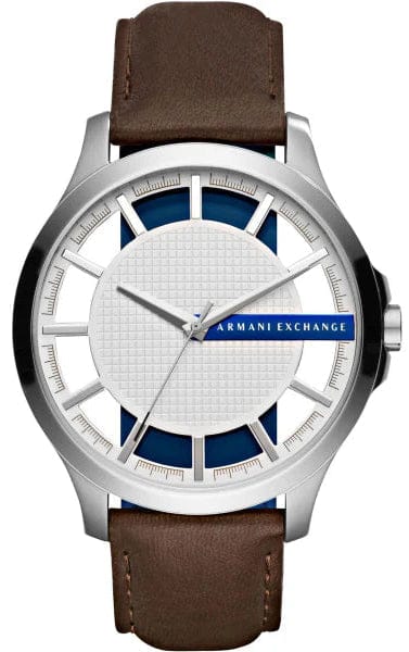 Armani Exchange Hampton Chronograph White Dial Brown Leather Strap Watch For Men - AX2187