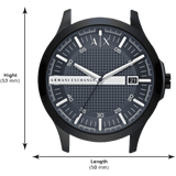 Armani Exchange Hampton Quartz Blue Dial Black Leather Strap Watch for Men - AX2411