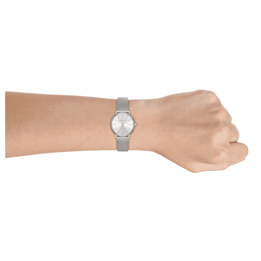 Armani Exchange Lola Analog Silver Dial Silver Mesh Strap Watch For Women - AX5535