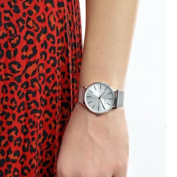 Armani Exchange Lola Analog Silver Dial Silver Mesh Strap Watch For Women - AX5535
