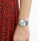 Armani Exchange Lola Analog Silver Dial Silver Mesh Strap Watch For Women - AX5535