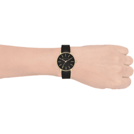 Armani Exchange Lola Three Hand Black Dial Black Mesh Strap Watch For Women - AX5548