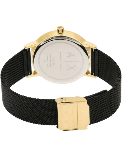Armani Exchange Lola Three Hand Black Dial Black Mesh Strap Watch For Women - AX5548