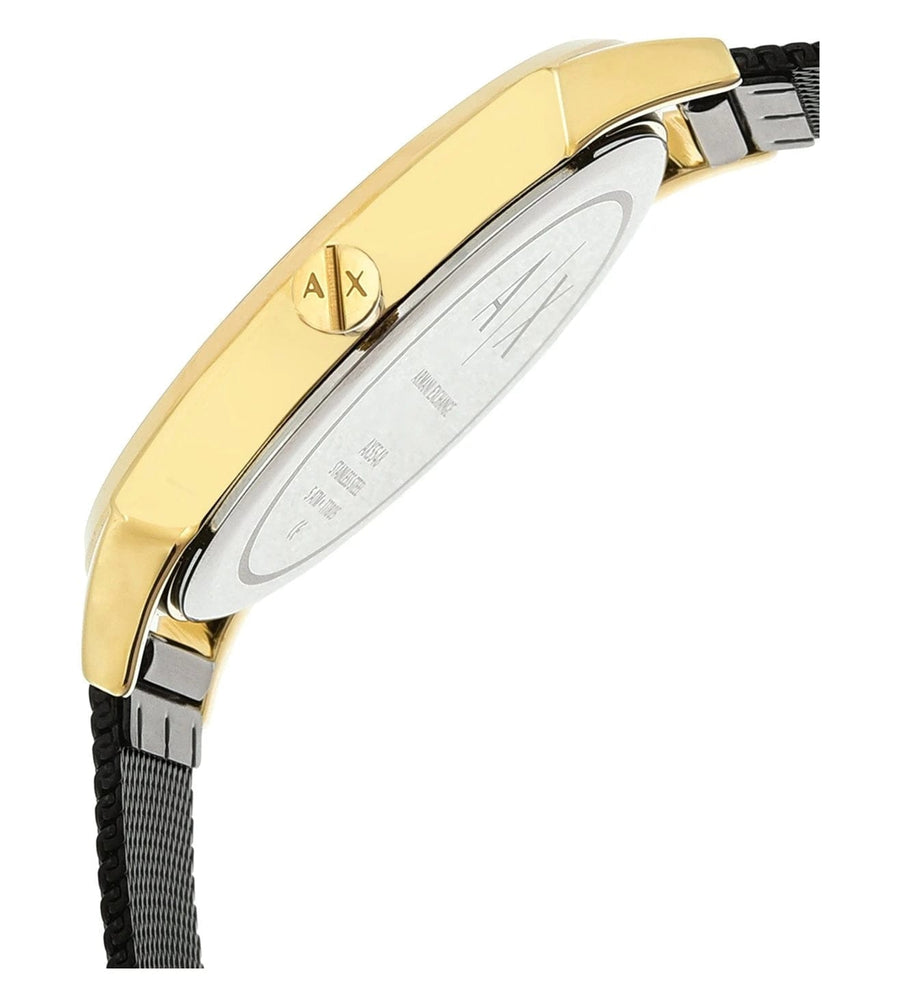 Armani Exchange Lola Three Hand Black Dial Black Mesh Strap Watch For Women - AX5548