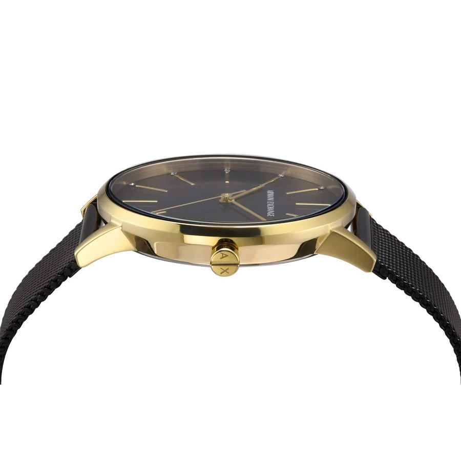 Armani Exchange Lola Three Hand Black Dial Black Mesh Strap Watch For Women - AX5548