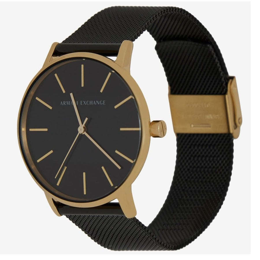 Armani Exchange Lola Three Hand Black Dial Black Mesh Strap Watch For Women - AX5548
