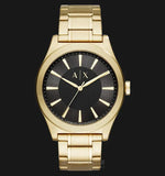 Armani Exchange Nico Analog Black Dial Gold Steel Strap Watch For Men - AX2328