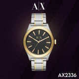 Armani Exchange Nico Analog Black Dial Two Tone Steel Strap Watch For Men - AX2336