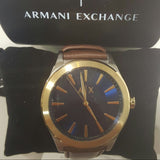 Armani Exchange Nico Quartz Blue Dial Brown Leather Strap Watch For Men - AX2334
