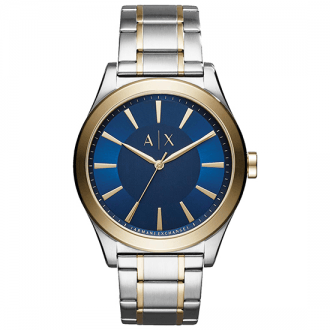 Armani Exchange Nico Quartz Blue Dial Two Tone Steel Strap Watch For Men - AX2332