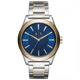 Armani Exchange Nico Quartz Blue Dial Two Tone Steel Strap Watch For Men - AX2332